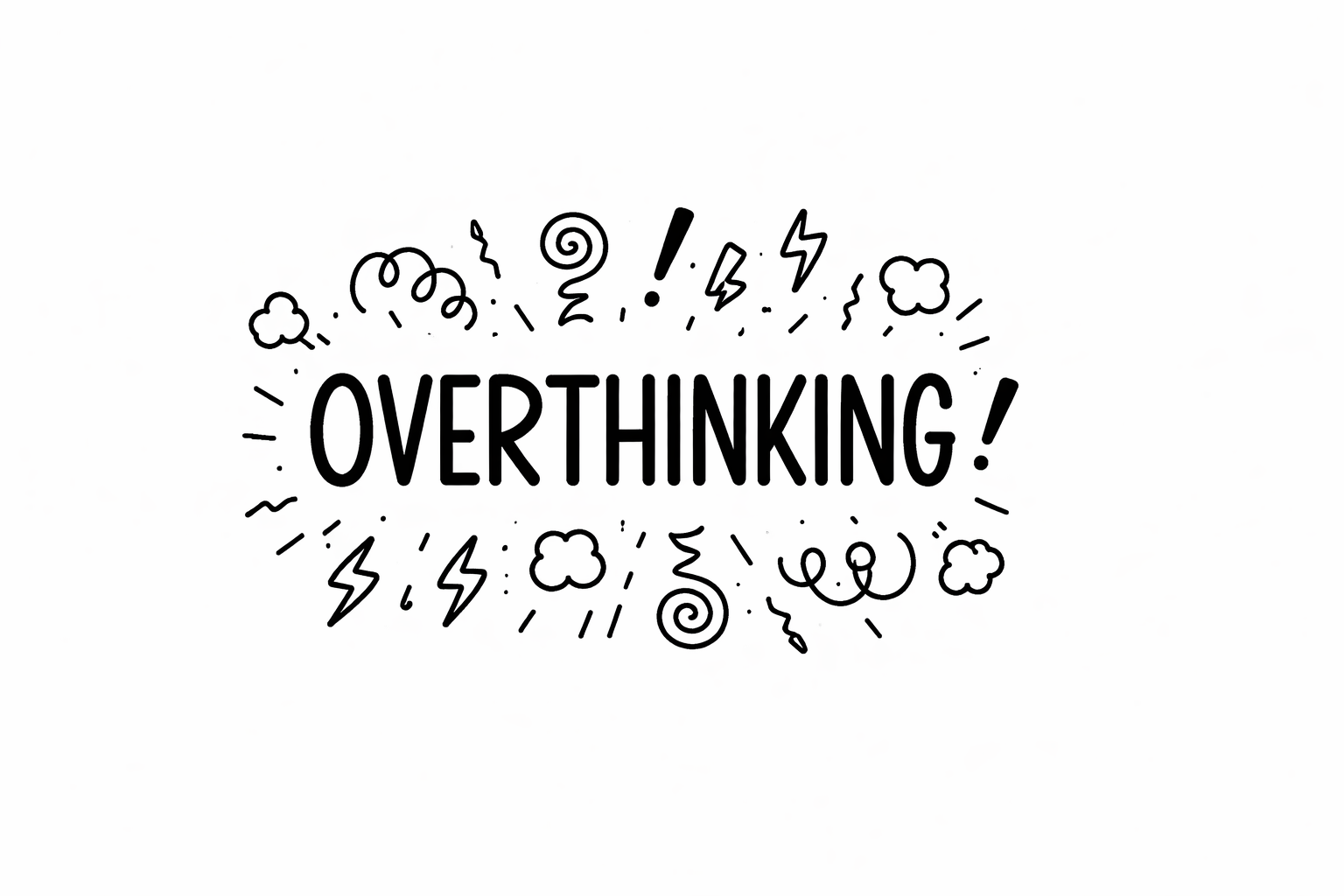 white background and overthinking wrtten in middle